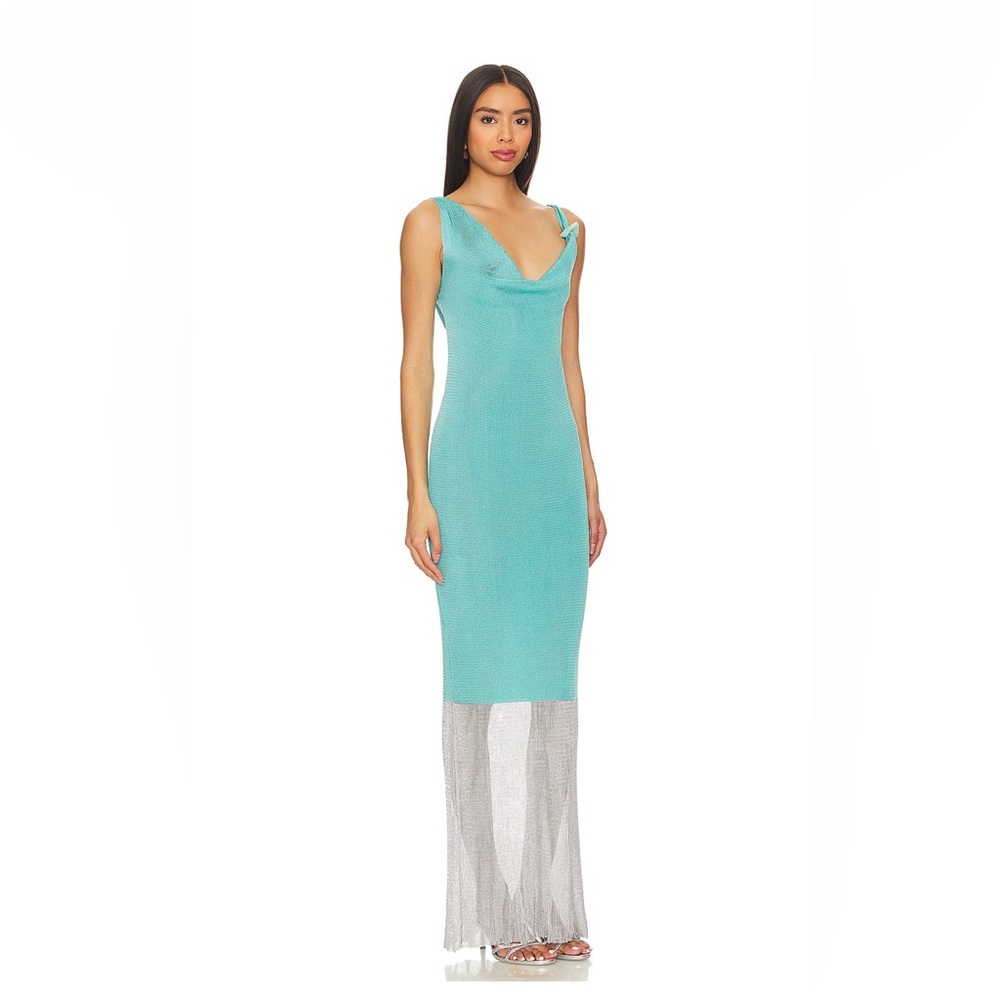 REVOLVE x BAOBAB Sarai Dress in Espejo Size Large NWT Teal Maxi
